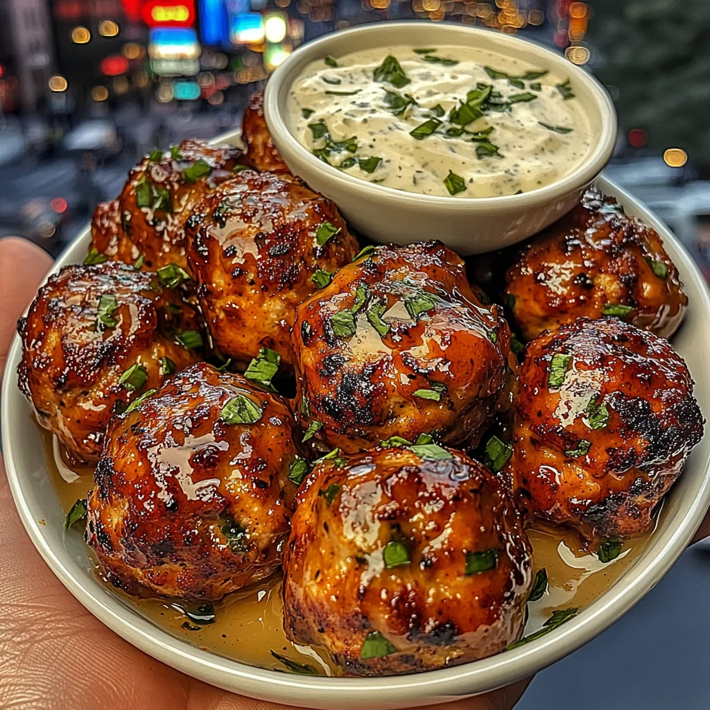 Spicy Buffalo Chicken Meatballs with Ranch Dip