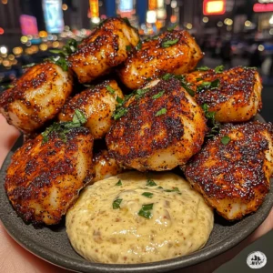 Spicy Cajun Cod Bites with Cooling Garlic Dip