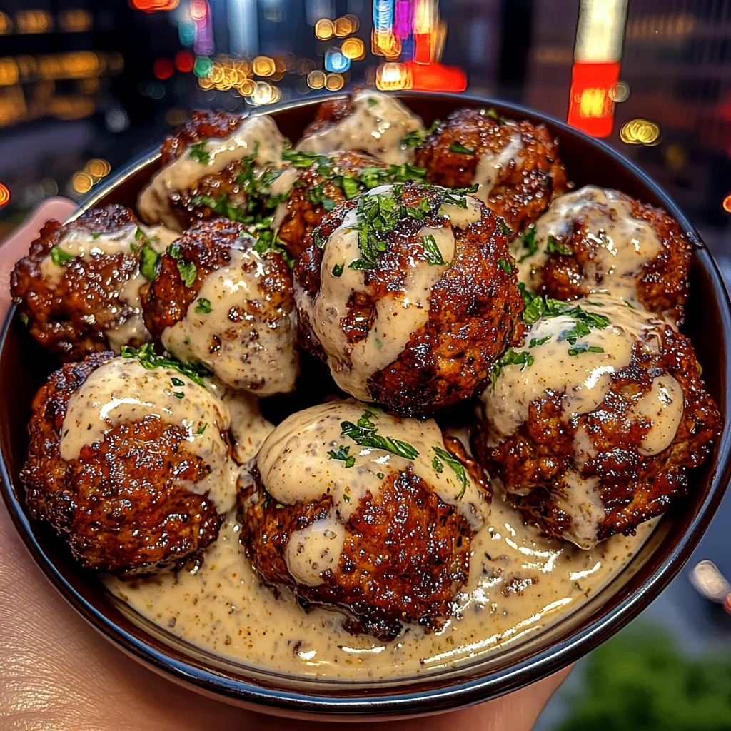 Spicy Cajun Meatballs with Cooling Herb Sauce
