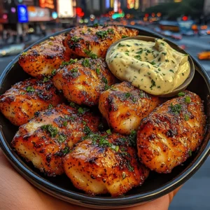 Spicy Garlic Fish Bites with Creamy Herb Mayo