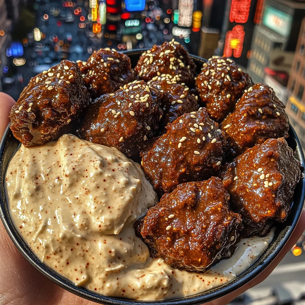 Sweet Chili Beef Bites with Sesame Cream