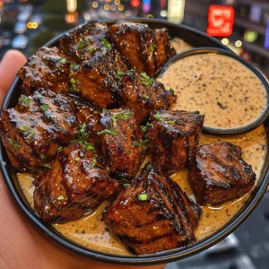 Sweet Chili Beef Cubes with Cool Lime Sauce