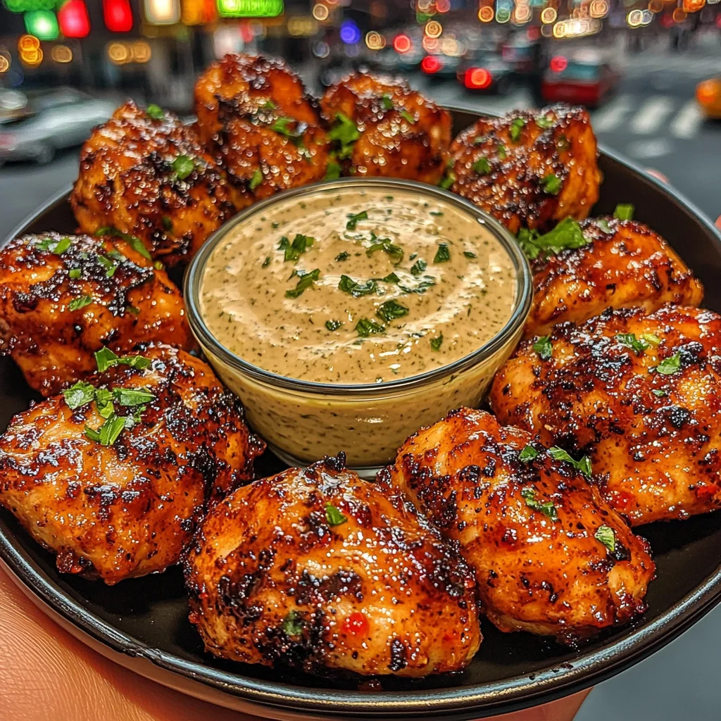 Sweet Chili Chicken Bites with Cooling Lime Dip