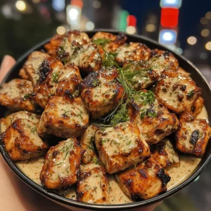 Sweet Chili Chicken Cubes with Cool Dill Sauce