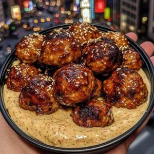 Sweet Chili Chicken Meatballs with Sesame Dip