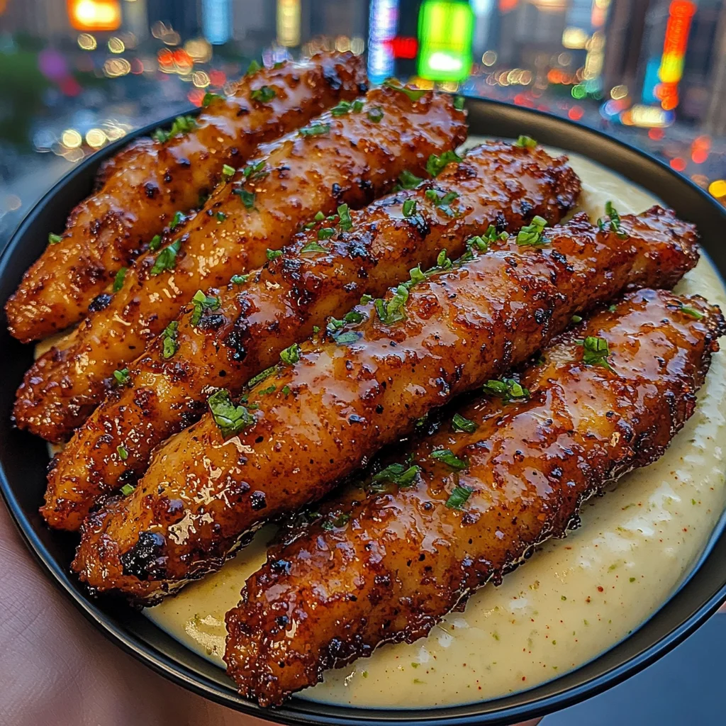 Sweet Chili Chicken Strips with Lime Cream