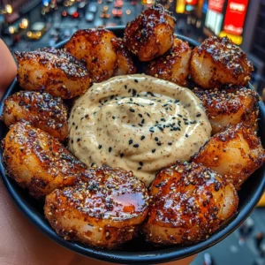 Sweet Chili Shrimp Bites with Creamy Sesame Dip