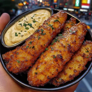 Sweet Honey Fish Strips with Citrus Cream Dip