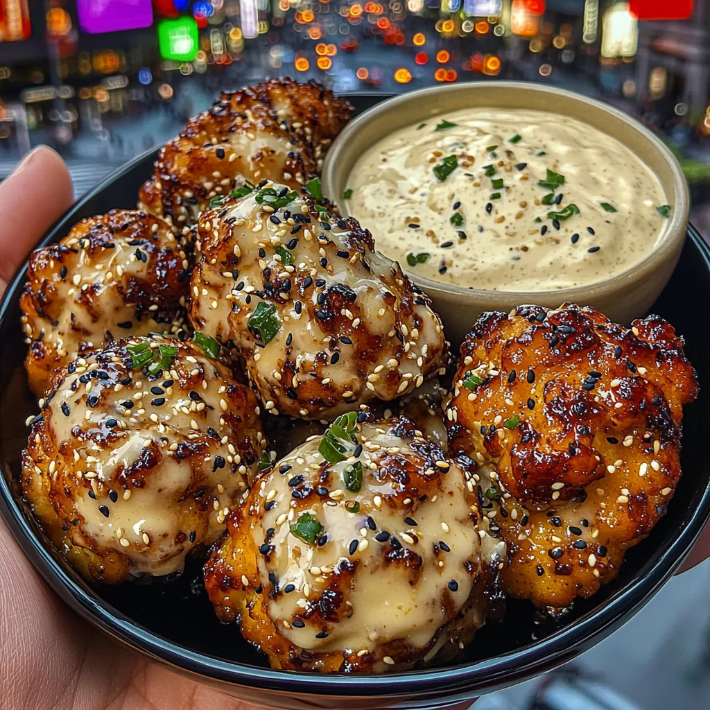 Sweet Sesame Chicken Bites with Ginger Cream Dip