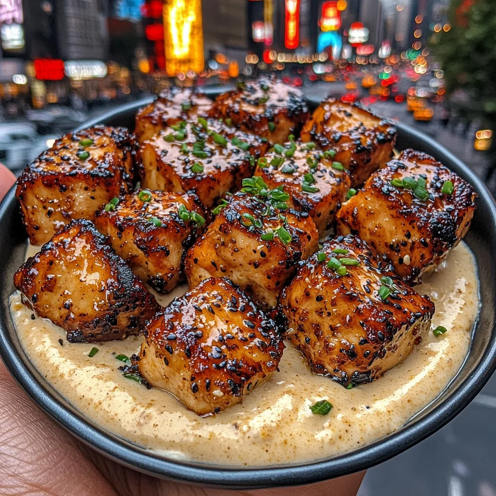 Sweet Sesame Chicken Cubes with Ginger Cream