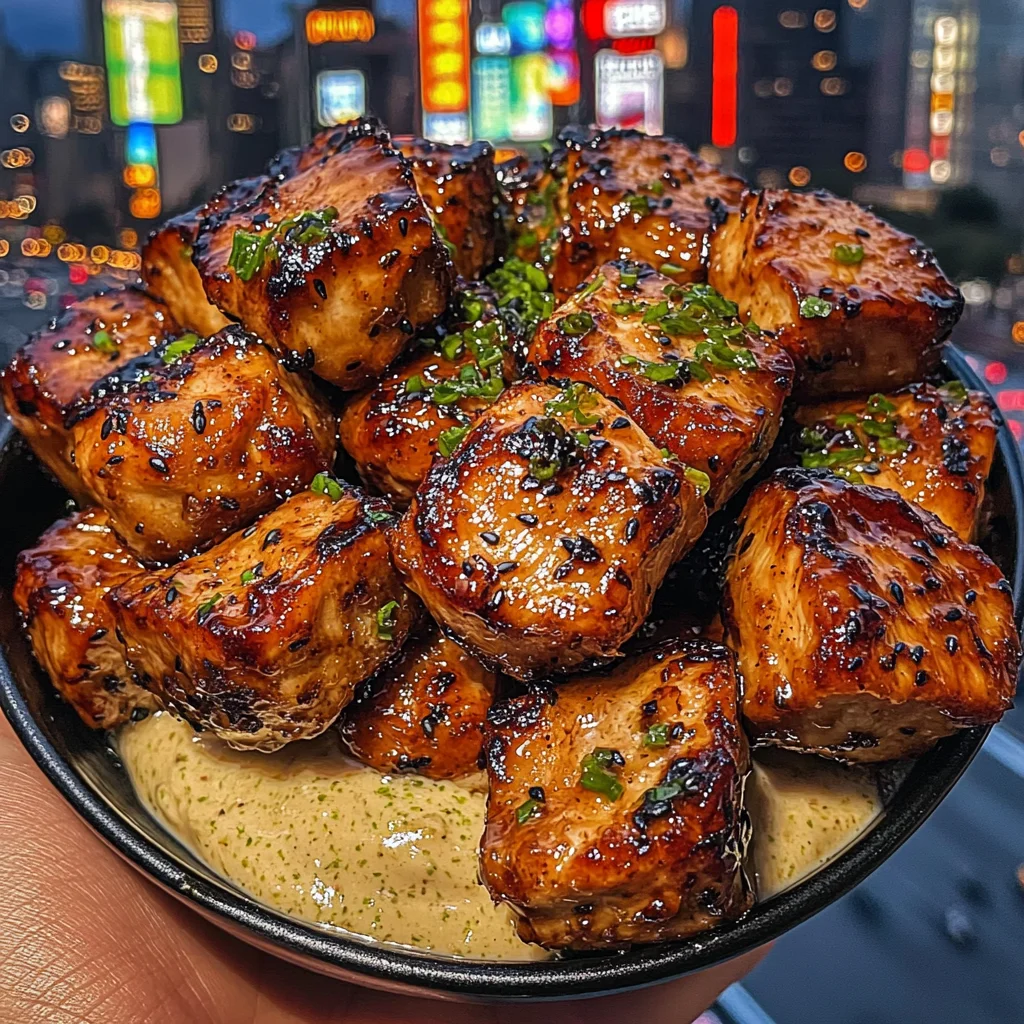 Sweet Sesame Chicken Cubes with Ginger Lime Cream