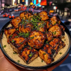 Sweet Sesame Chicken Cubes with Ginger Lime Cream