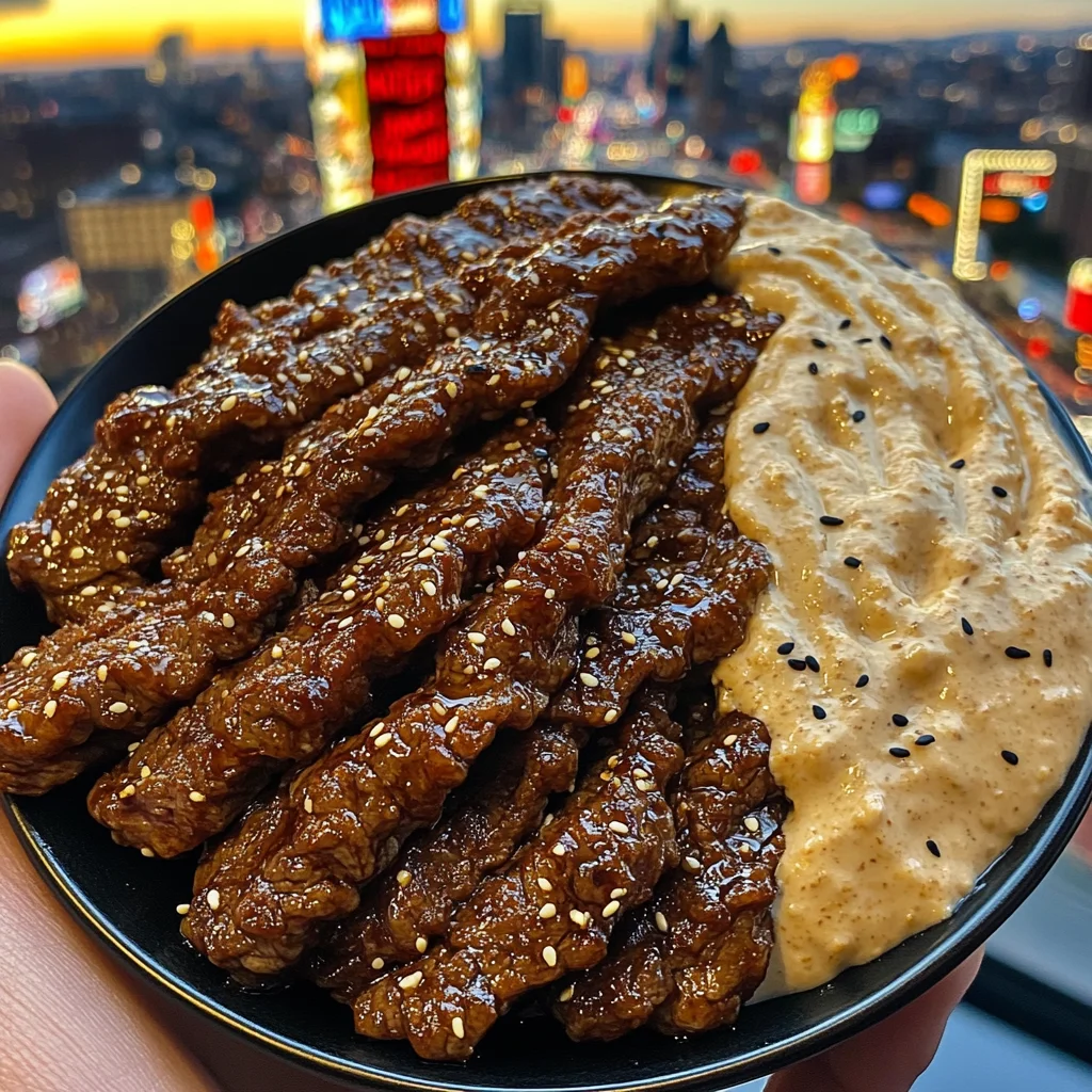 Sweet Teriyaki Beef Strips with Sesame Cream