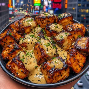 Teriyaki Chicken Cubes with Sesame Cream
