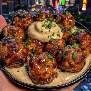 Teriyaki Chicken Meatballs with Ginger Cream