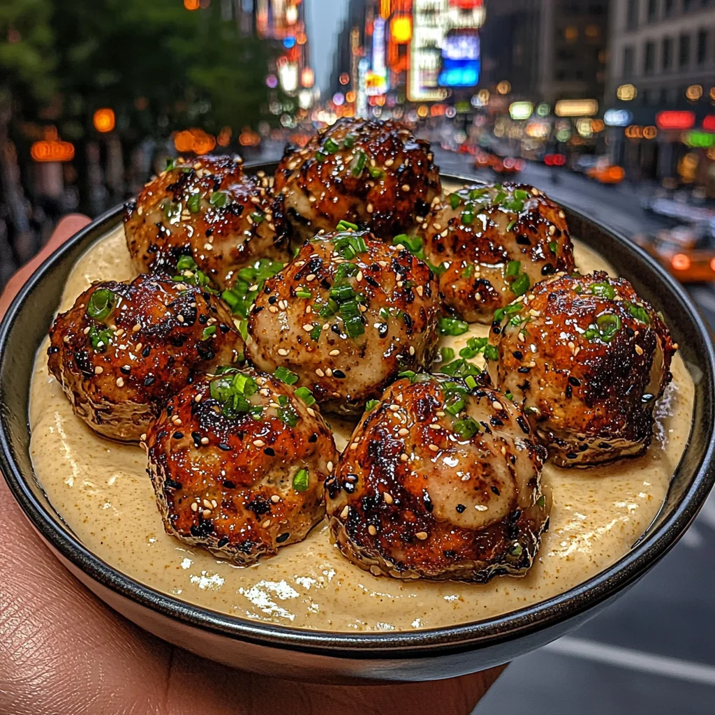 Teriyaki Chicken Meatballs with Ginger Cream
