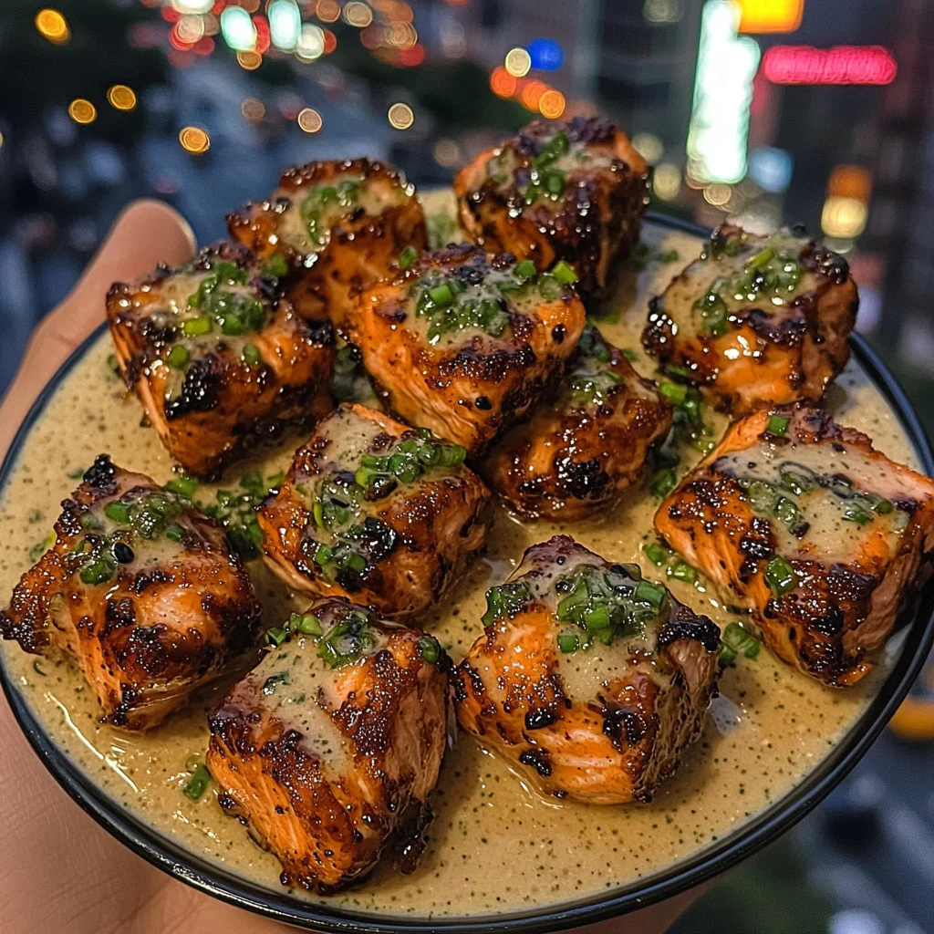 Teriyaki Salmon Bites with Sesame Lime Sauce