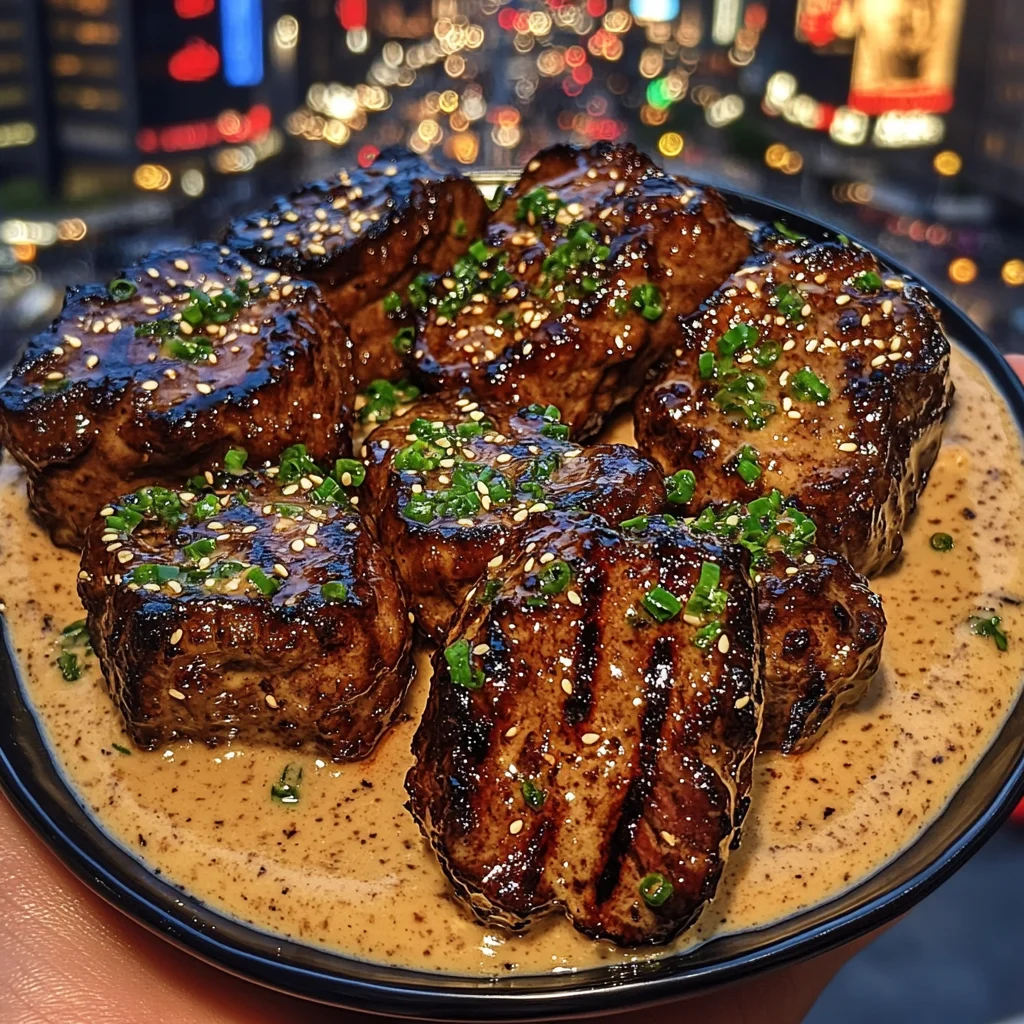 Teriyaki Steak Bites with Sesame Cream Sauce