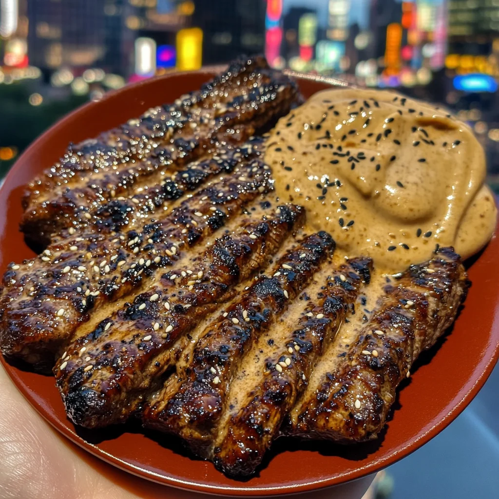 Teriyaki Steak Strips with Sesame Ginger Cream