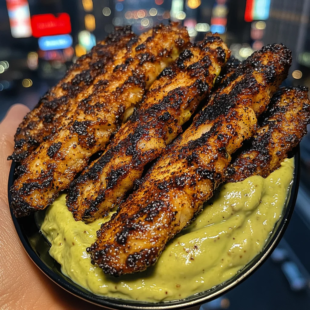 Blackened Fish Strips with Avocado Cream