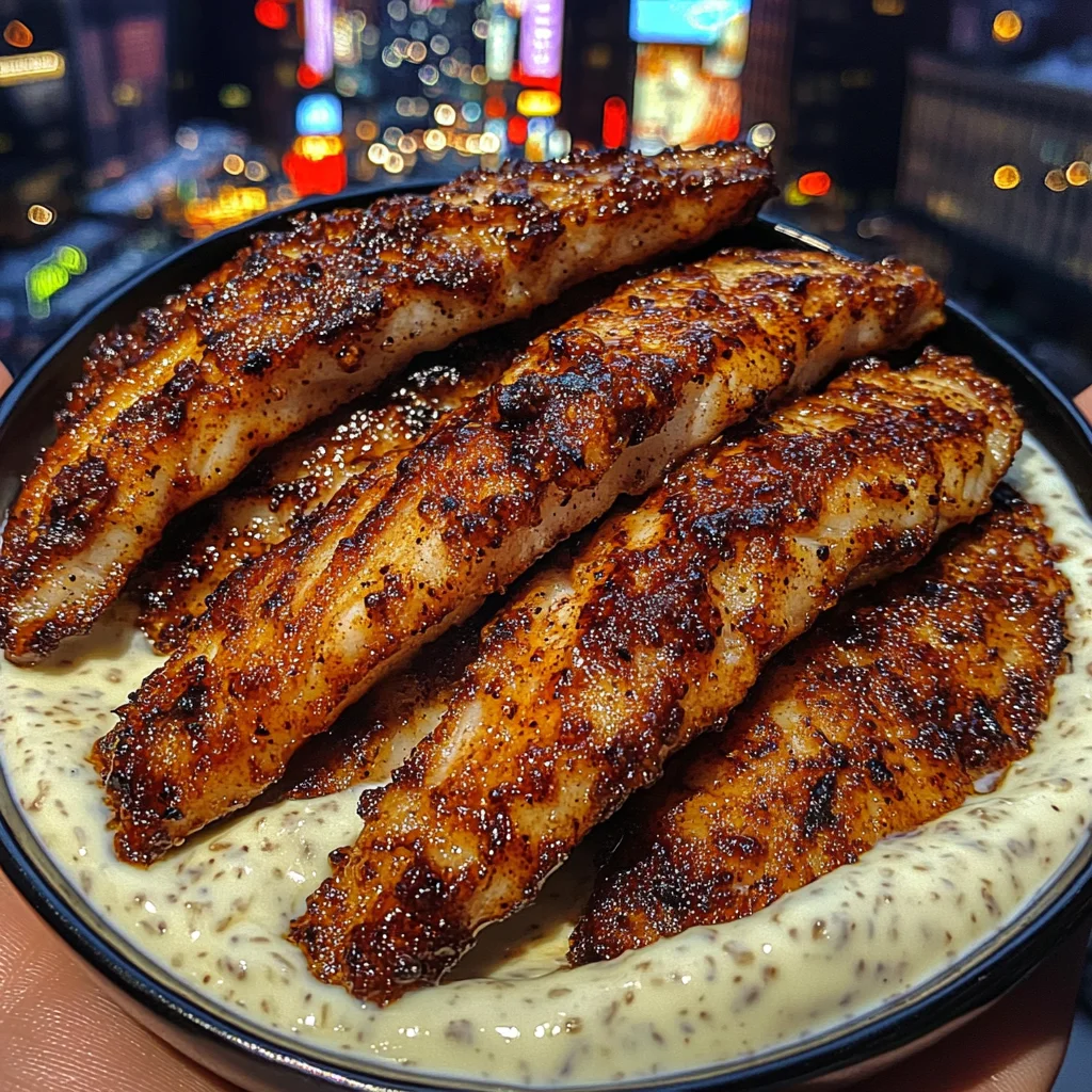 Blackened Fish Strips with Cooling Yogurt