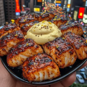 Butter Garlic Cod Bites with Lemon Mayo