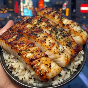 Butter Garlic Cod Strips with Herb Rice