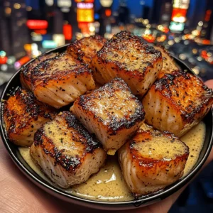 Butter Poached Fish Cubes with Lemon Butter