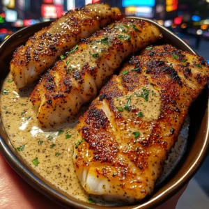 Buttered Garlic Cod Strips with Dijon Herb Sauce