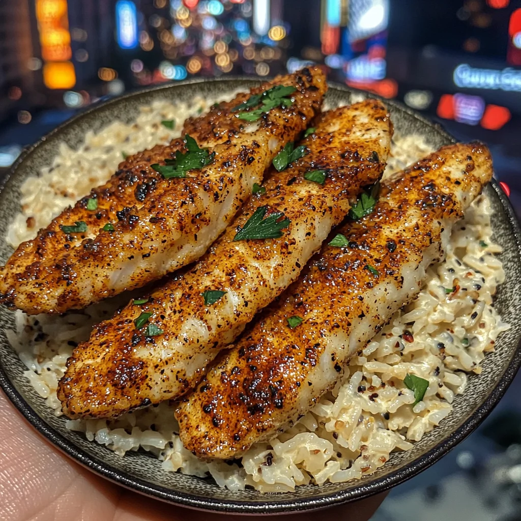 Cajun Spiced Fish Strips with Creole Rice