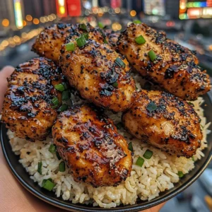 Crispy Asian Chicken Bites with Garlic Rice