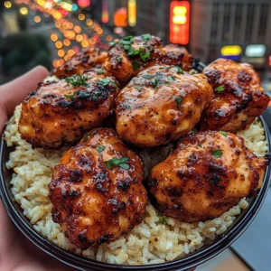 Crispy Buffalo Chicken Bites with Seasoned Rice