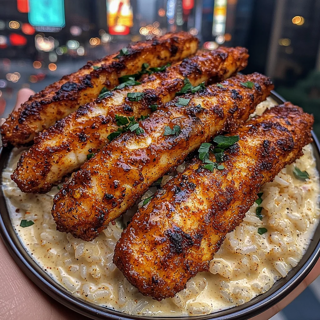 Crispy Cajun Fish Strips with Spiced Rice