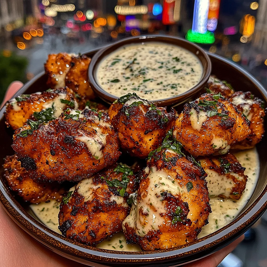 Crispy Garlic Chicken Bites with Herb Ranch