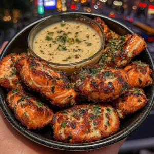 Crispy Herb Salmon Bites with Lemon Dip
