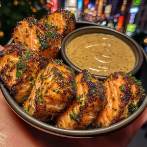 Crispy Herb Salmon Bites with Mustard Dip