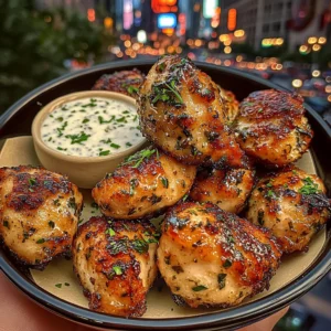 Crispy Lemon Herb Chicken Bites with Yogurt Dip