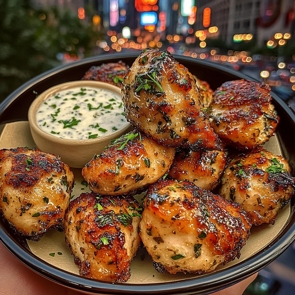 Crispy Lemon Herb Chicken Bites with Yogurt Dip