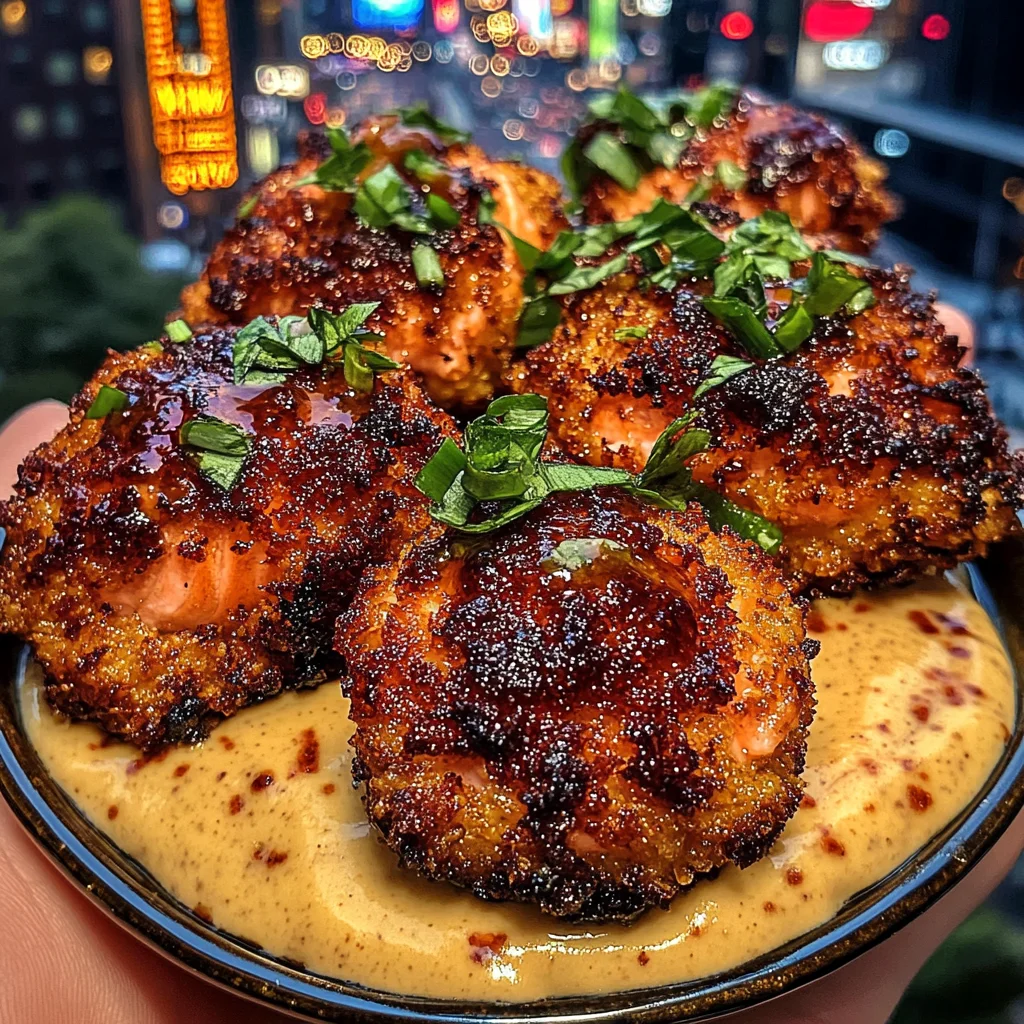 Crunchy Panko Salmon Bites with Sriracha Mayo