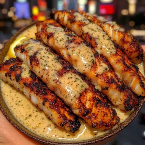 Garlic Butter Cod Strips with Lemon Sauce