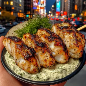 Garlic Dill Cod Bites with Creamy Tzatziki