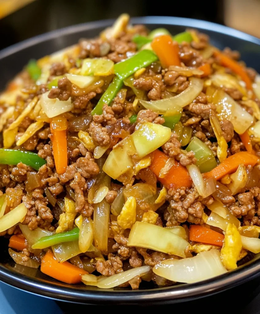 Garlic Ginger Ground Beef & Mixed Vegetable Stir-Fry