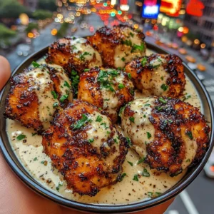 Garlic Parmesan Chicken Bites with Cream Sauce