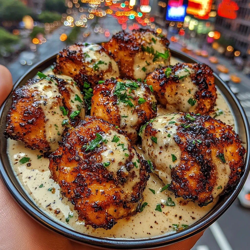 Garlic Parmesan Chicken Bites with Cream Sauce