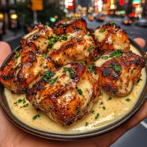 Garlic Parmesan Chicken Bites with Lemon Cream