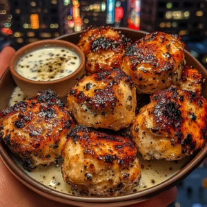 Garlic Parmesan Chicken Bites with Yogurt Dip