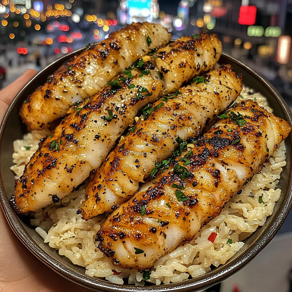Garlic Parmesan Cod Strips with Italian Rice