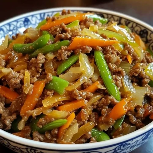 Healthy Ground Beef & Snow Pea Stir-Fry