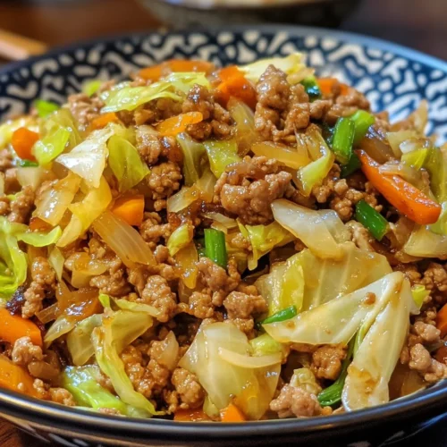 Healthy Ground Chicken & Cabbage Wok