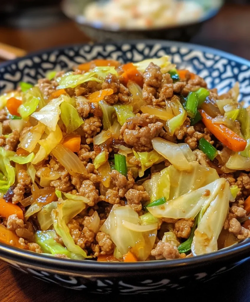 Healthy Ground Chicken & Cabbage Wok